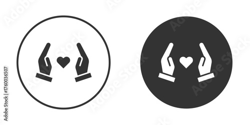 Hand holding heart icon. filled flat sign for mobile concept. Vector graphics