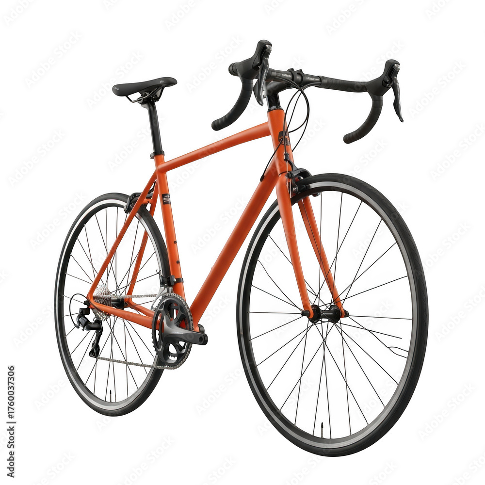 Obraz premium Bright orange road bike with drop handlebars ready for performance cycling transparent background