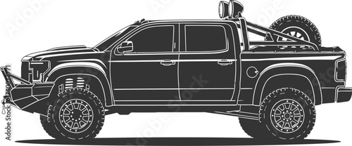 Powerful Side-Profile Pickup Truck Silhouette - Off-Road and Utility