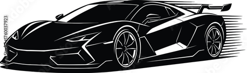 Powerful Supercar Silhouette from Dynamic Elevated Angle