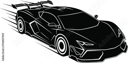 Powerful Supercar Silhouette from Dynamic Elevated Angle