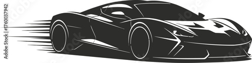 Powerful Supercar Silhouette from Dynamic Elevated Angle