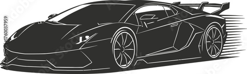 Powerful Supercar Silhouette from Dynamic Elevated Angle