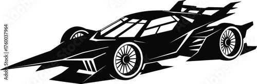 Futuristic Concept Car Silhouette with Extreme Unconventional Lines
