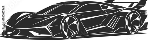 Futuristic Concept Car Silhouette with Extreme Unconventional Lines
