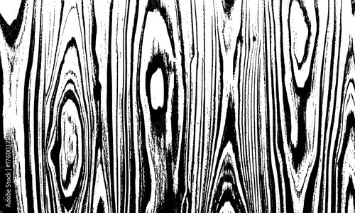 Grunge Background Black and white wood grain texture with prominent knots and vertical grain lines isolated on a transparent background