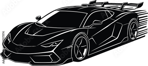 Powerful Supercar Silhouette from Dynamic Elevated Angle