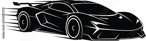 Powerful Supercar Silhouette from Dynamic Elevated Angle