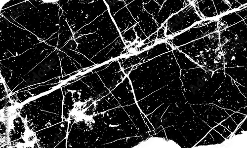Grunge Background Black and white abstract texture with white cracks and speckles isolated on a transparent background