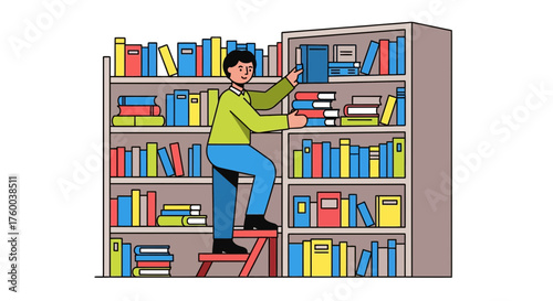 Person Selecting Literature In A Library From A Collection Of Fiction And Nonfiction