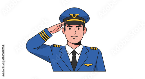 Pilot Making A Salute Against A Black Backdrop Illustrating Aviation Profession