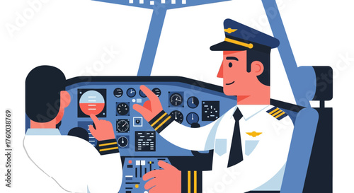 Pilots Performing Flight Operation Tasks Using Aircraft Dashboard Instruments During Cockpit