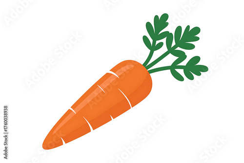 Vibrant orange carrot with lush green leaves, a healthy and fresh vegetable illustration.