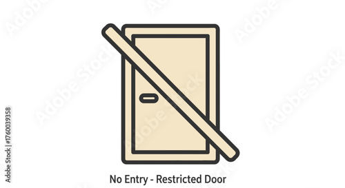 Prohibited Access Design Illustrating Closed Door for Restriction Purpose Icon on Black