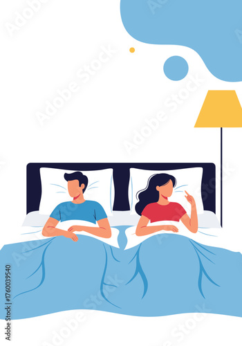Couples experiencing distance in bed due to conflict.