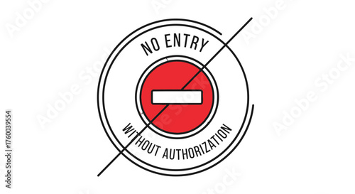 Prohibited Access Warning Icon Design With Red Circle And Black Background Illustration