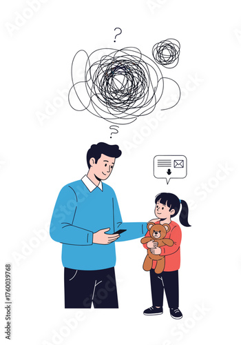 A father tries to comfort his daughter while struggling with his own chaotic thoughts and emotions about her.