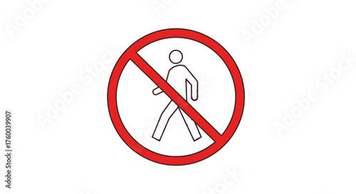 Prohibited Pedestrian Movement Sign Against Glossy Dark Black Background For Awareness