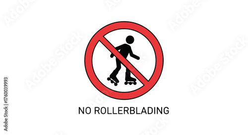 Prohibited Rollerblading Sign Against Black Background, Warning Not Allowed Skating Here