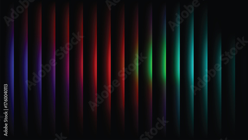 Vector art of dark abstract background with colorful vertical light bars