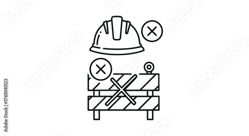 Prohibited Zone Safety Icon Depicting Construction Restrictions And Safety Hazards