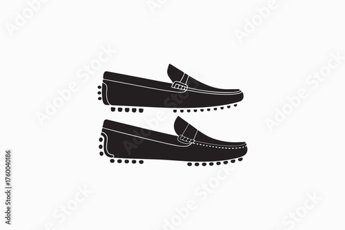 Driving Loafers comfort wear shoes vector silhouettes black image. eps