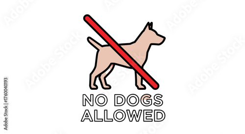Prohibition of Dogs: Sign With Canine Silhouette and Red Slash on Black Background