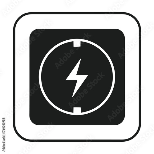 Modern Electrical Wall Socket Charging Point Icon on White Background