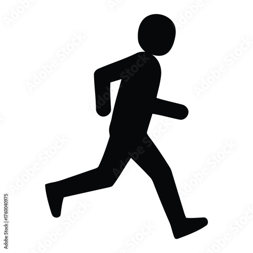 Classic Silhouette Running Figure Icon Representing Speed and Athletic Activity