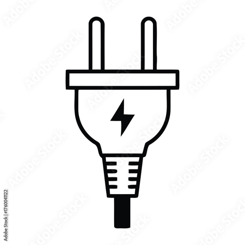 Universal electrical power plug with lightning bolt symbol vector illustration