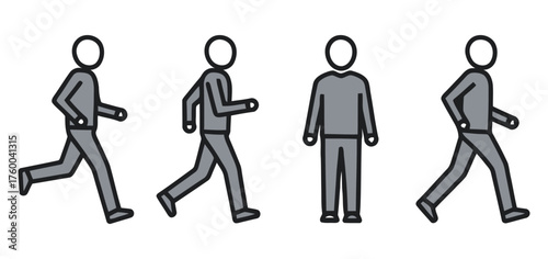 Variety of Human Movement Stages Including Standing Walking and Running Icons