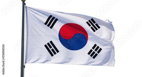 Waving south korean flag national symbol patriotism and national identity flying high