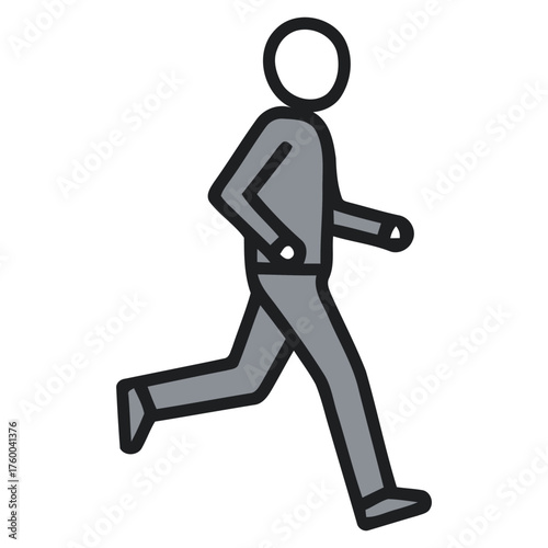 Vibrant Grey Stick Figure Illustration of an Energetic Person Running