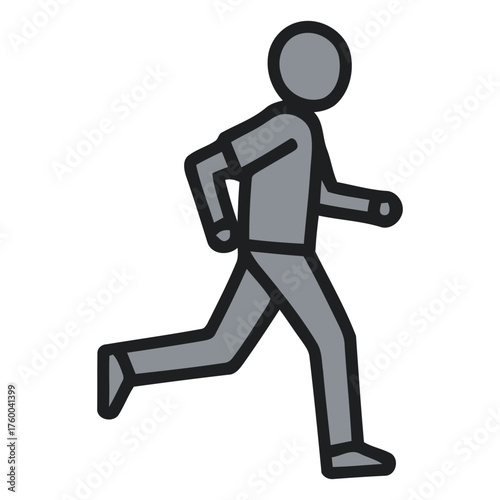 Vivid Grey and Black Illustration of a Person Running with Energy