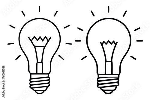 Bright Idea Illumination Concept with Two Glowing Electric Light Bulbs