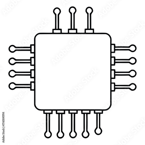 Intricate Microprocessor Chip Outline Representing Advanced Digital Technology Components