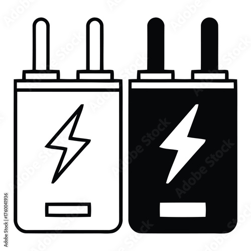 Smartphone Charger Block Adapter Lightning Bolt Energy Icons