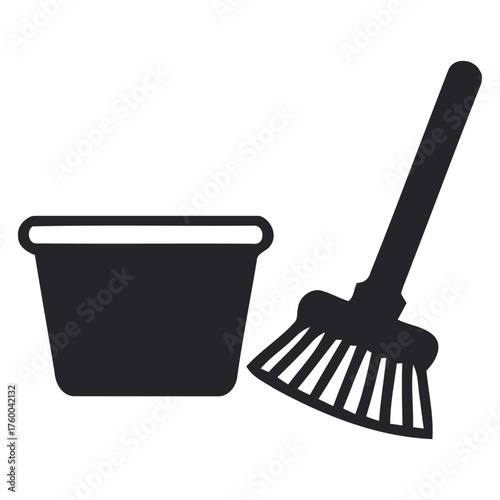 Essential Cleaning Tools Bucket and Broom for Household Maintenance Tasks