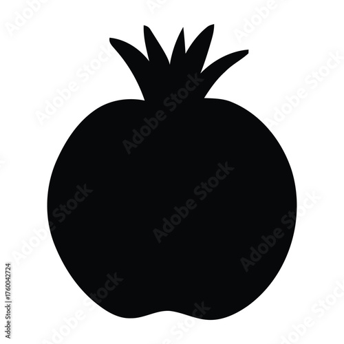 Exotic Pomegranate Fruit Silhouette Outline for Culinary Graphics