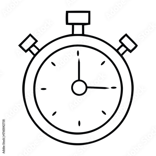 Simple Outline Stopwatch Icon Showing Three O'Clock for Time Concepts