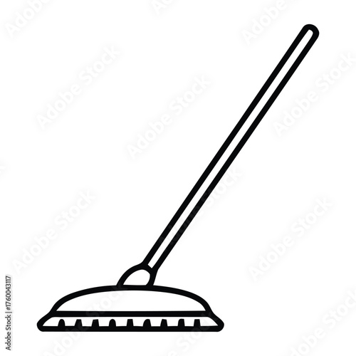 Angled Floor Cleaning Mop or Duster Line Art Icon for Housekeeping