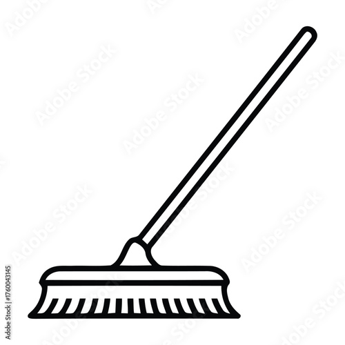 Angled Bristle Broom Line Art Icon for Home and Commercial Cleaning
