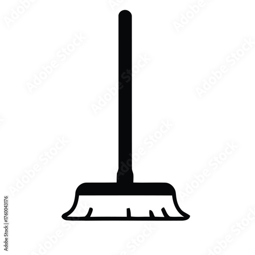 Upright Cleaning Tool Household Brush for Floor Sweeping Silhouette Icon