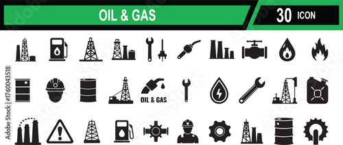 Vector art of oil and gas industry icons set