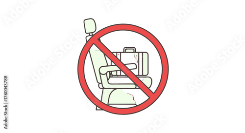 Prohibition Of Electronic Devices While Seated On a Chair Symbolized by a Circle