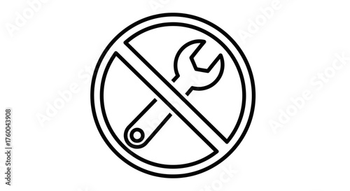 Prohibition of Repair Tools Symbol Illustrating No Maintenance or Fixes Required Explicitly Depicted