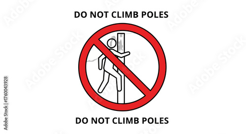 Prohibition Sign Against Contact With Poles On A Black Background For Safety