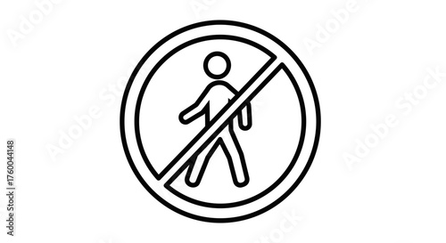 Prohibition Sign: No Access For People, Symbolic Representation, Black Background