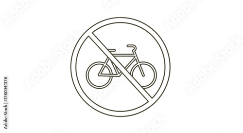 Prohibition Sign: No Cycling Allowable Within Designated Area In Modern Graphic Design