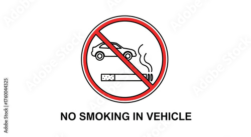 Prohibition Sign: No Smoking In Vehicle To Ensure A Healthy And Safe Environment